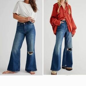 Free People Curvy Misfit Distressed Flare Jean